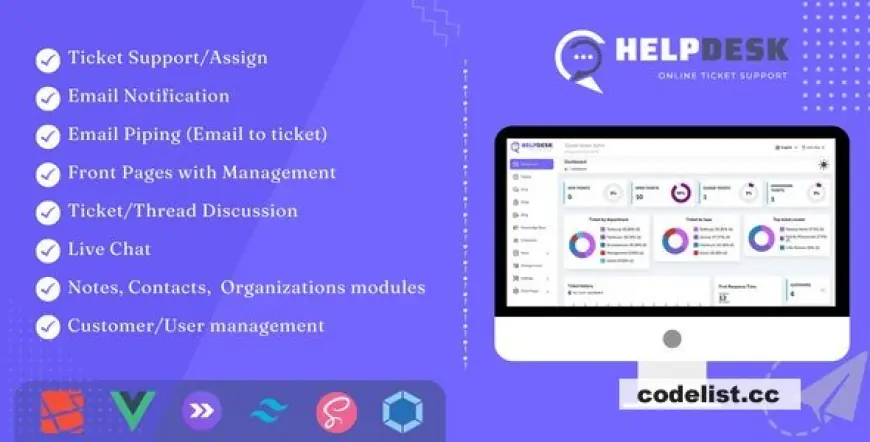 HelpDesk - Online Ticketing System with Website - ticket support and management v3.74 - Nulled