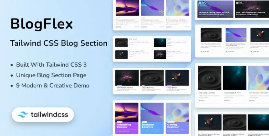 BlogFlex - Tailwind CSS 3 Blog Section