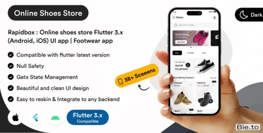 Rapidbox - Online shoes store Flutter 3.x (Android, iOS) UI app - Untouched