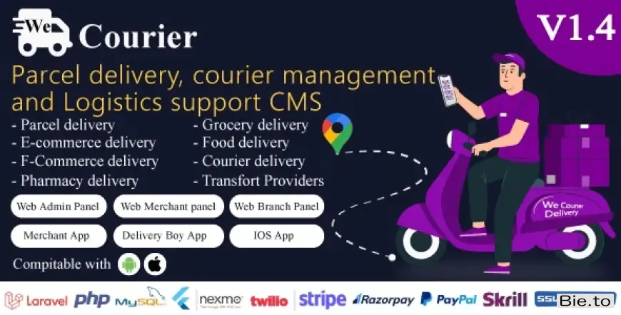 We Courier - Courier and logistics management CMS with Merchant,Delivery app v1.4 - Untouched