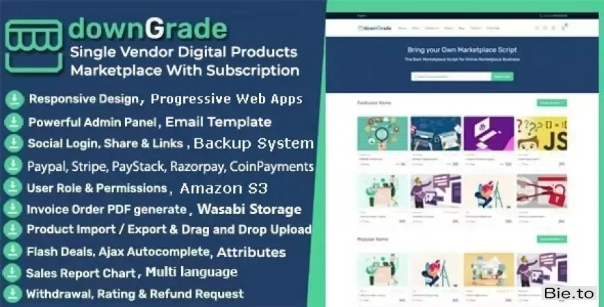 downGrade - Single Vendor Digital Marketplace With Subscription v6.3 - Nulled