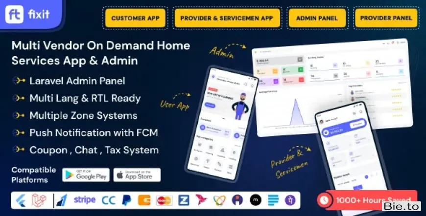 Fixit - Multi Vendor On Demand, Handyman, Home service Flutter App with Admin Complete Solution v1.0.1 - Untouched