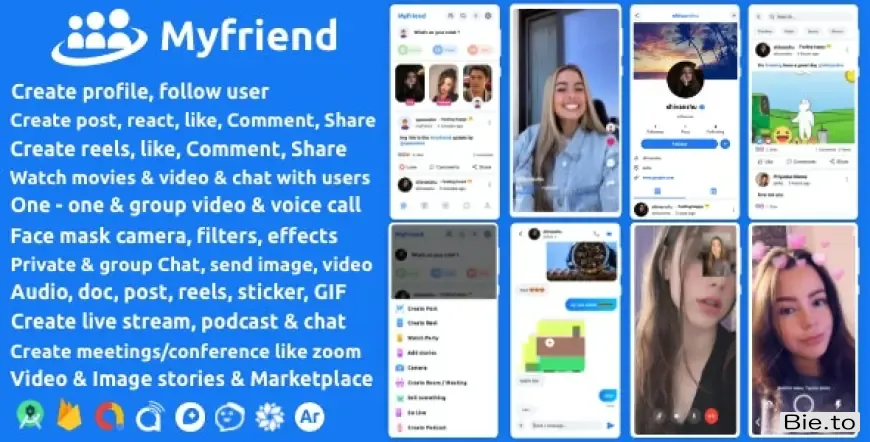 Myfriend - Friend Chat Post Tiktok Follow Radio Group ecommerce Zoom Live clone social network app v3.1