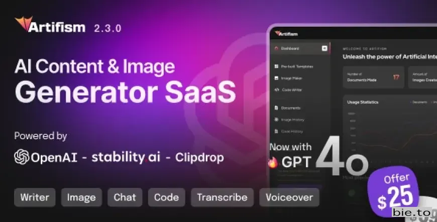 Artifism - AI Content & Image Generator SaaS v2.3.0 - Nulled