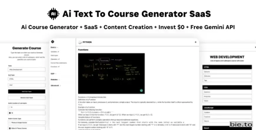 Ai Course Generator - Text To Course SaaS Ai Video & Image Content Payment Earn Gemini React Admin v2.0 - Nulled