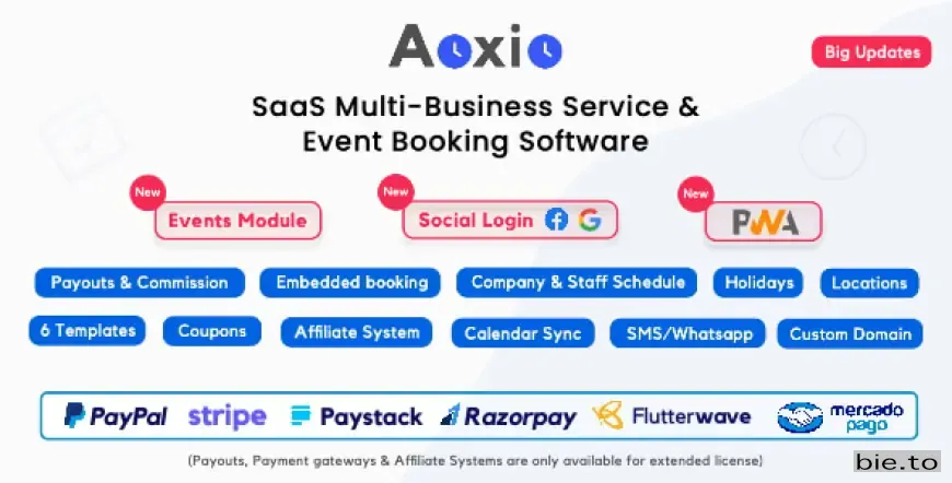 Aoxio - SaaS Multi-Business Service Booking Software v2.2 - Nulled