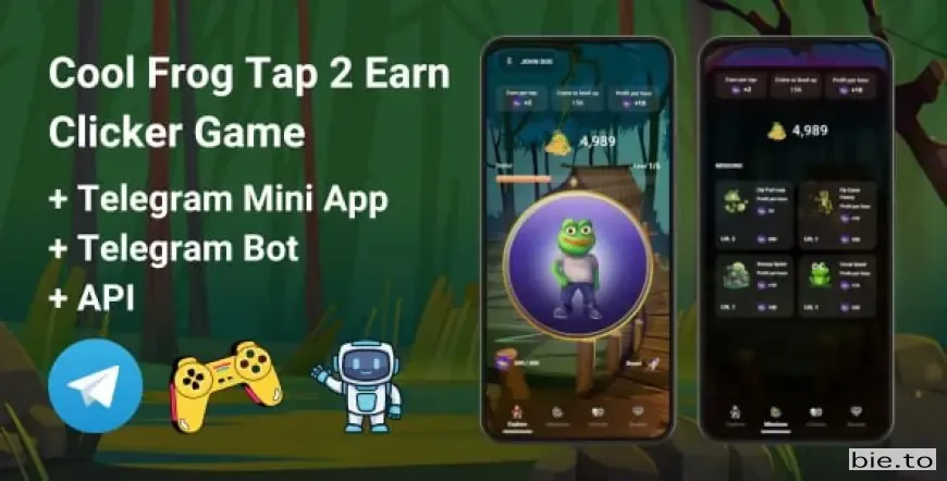 CoolFrog Tap2Earn Clicker Game With Telegram Mini App + API + Bot v1.0