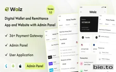 Waiz - Digital Wallet and Remittance App and Website with Admin Panel