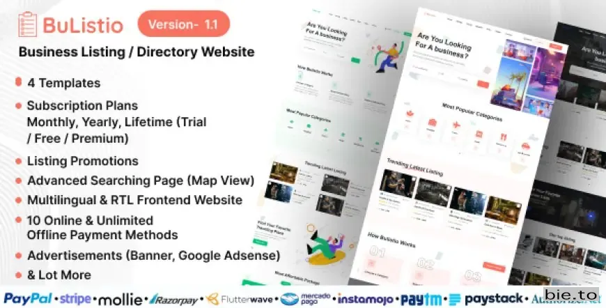 Bulistio - Business Listing / Directory Website (Subscription Based) v1.1 - Nulled