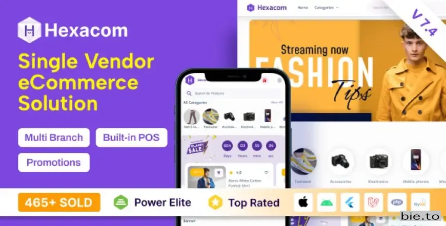Hexacom - single vendor eCommerce App with Website, Admin Panel and Delivery boy app v7.4