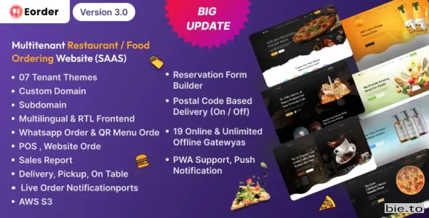 Eorder - Multitenant Restaurant / Food Ordering Website (SAAS) v3.0