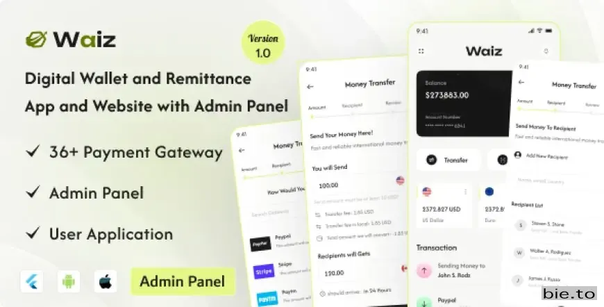 Waiz - Digital Wallet and Remittance App and Website with Admin Panel v1.3 - Nulled