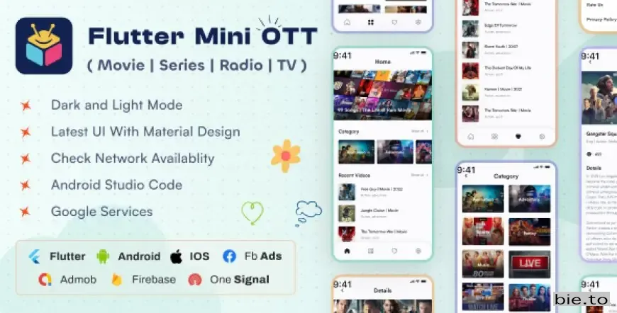 Flutter Mini OTT | Live Tv, Movie, Videos, Radios v2.0